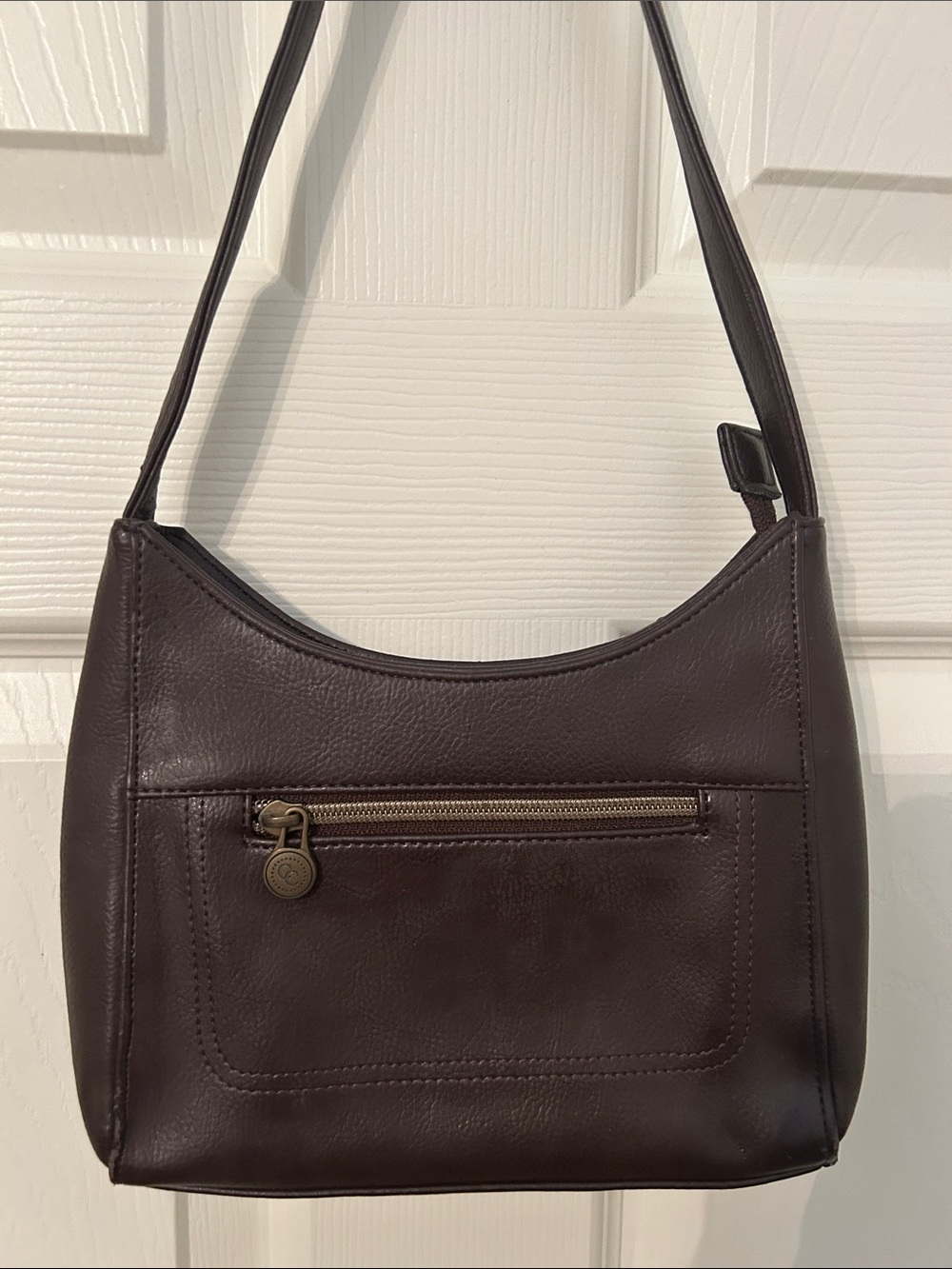 Vintage Charter Club Dark Brown Leather Shoulder Bag